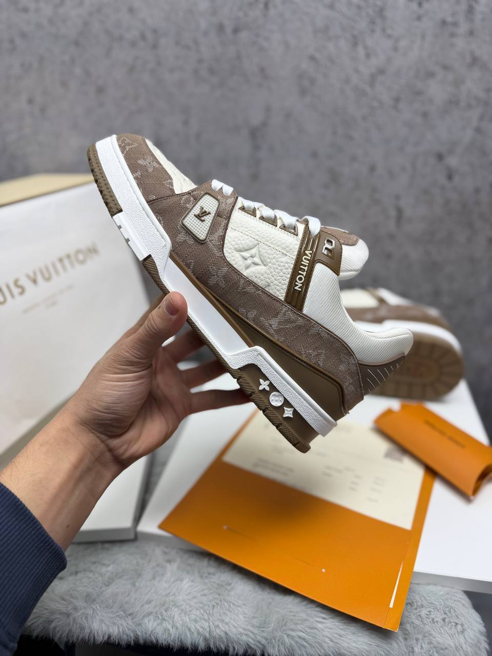 Louis Vuitton LV Monogram Moka Mens Trainers UK Reps AAA Quality