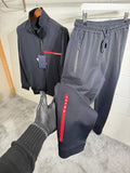 Prada Tracksuit Logo Printed Mens in Navy Color Best Sale UK Reps AAA Quality