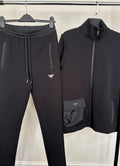 Prada Logo Zip-Closure Mens Tracksuits in Black Color Best Sale UK Reps AAA Quality