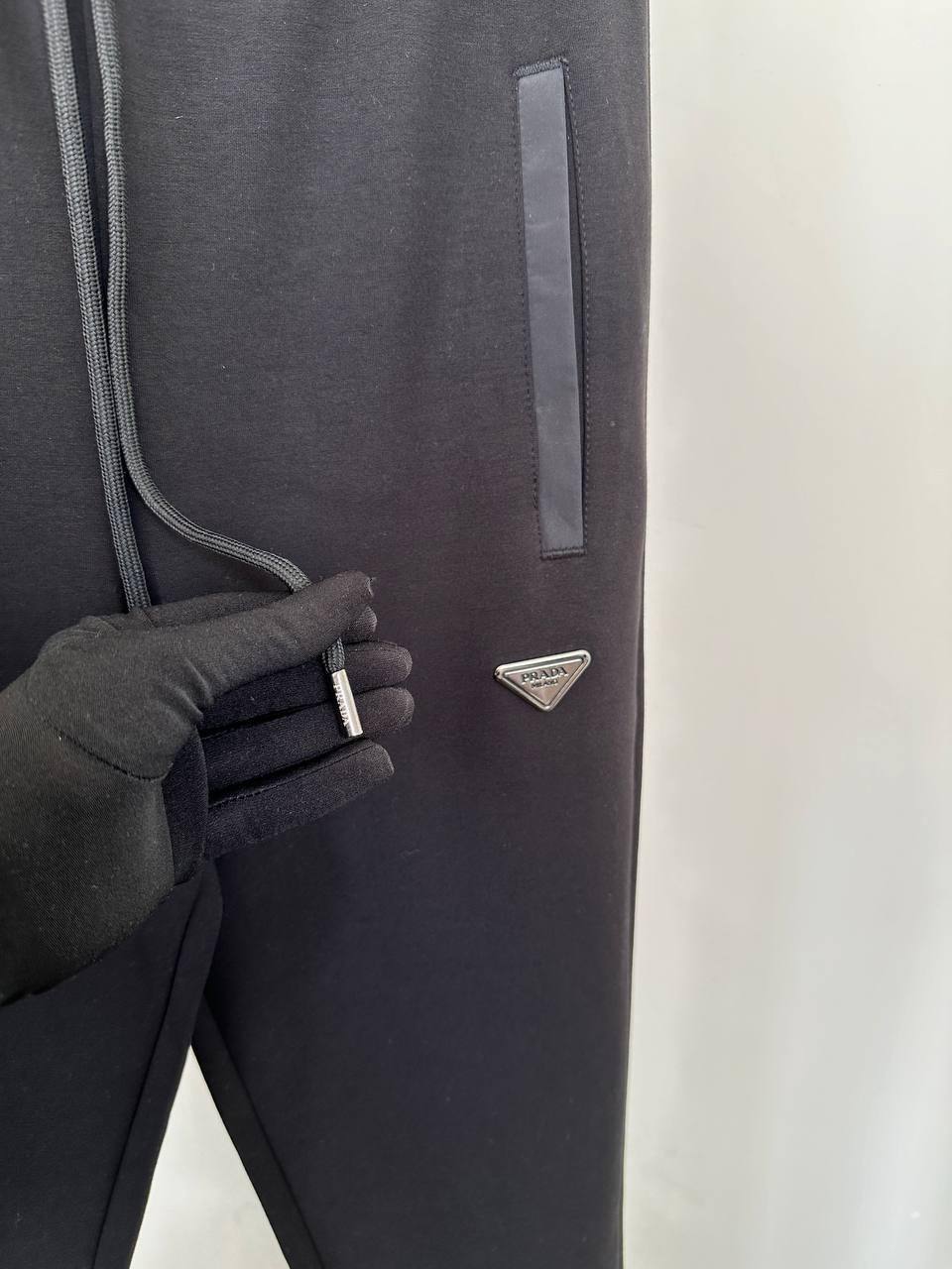 Prada Logo Zip-Closure Mens Tracksuits in Black Color Best Sale UK Reps AAA Quality