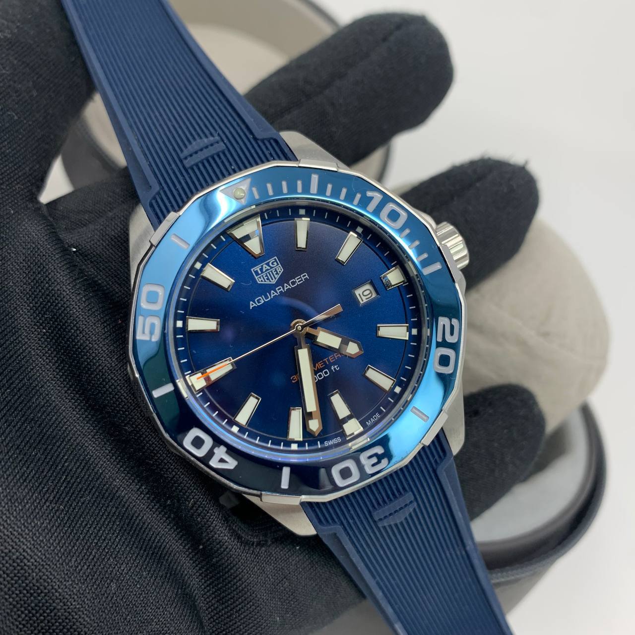 Tag Heuer Aquaracer Blue Dial & Blue Rubber Strap Mens Watches Best Sale UK Reps AAA Quality