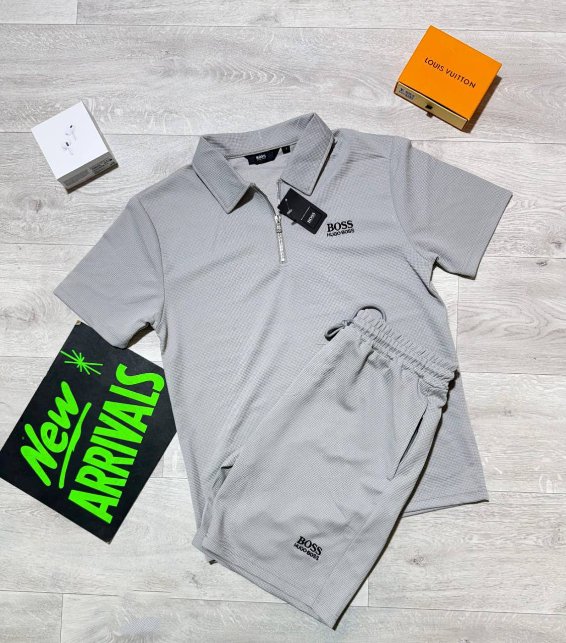 Hugo Boss Men's Quarter-Zip Polo Shirts & Shorts in Multiple Colors UK Reps AAA Quality