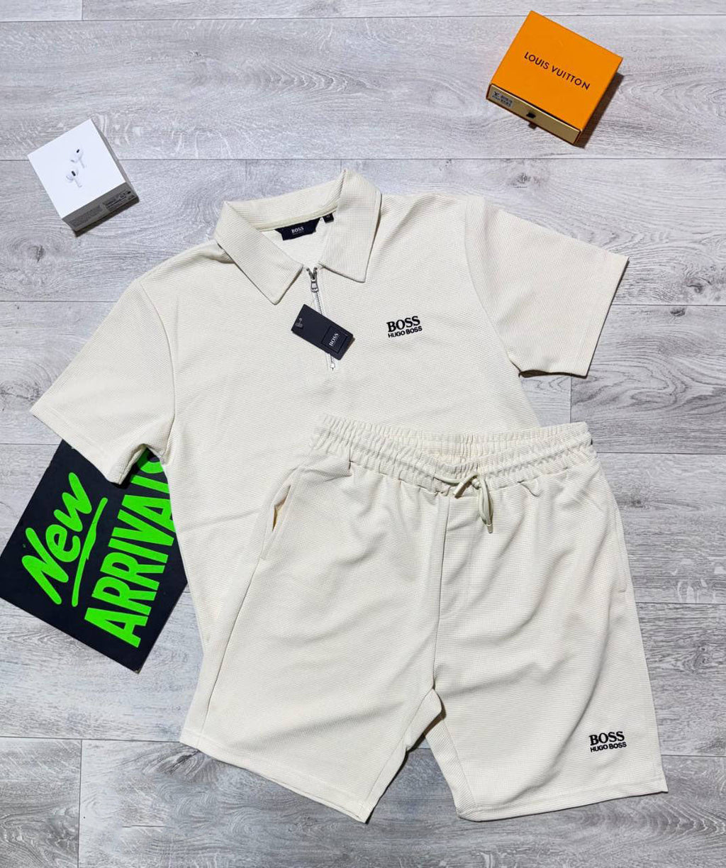 Hugo Boss Men's Quarter-Zip Polo Shirts & Shorts in Multiple Colors UK Reps AAA Quality