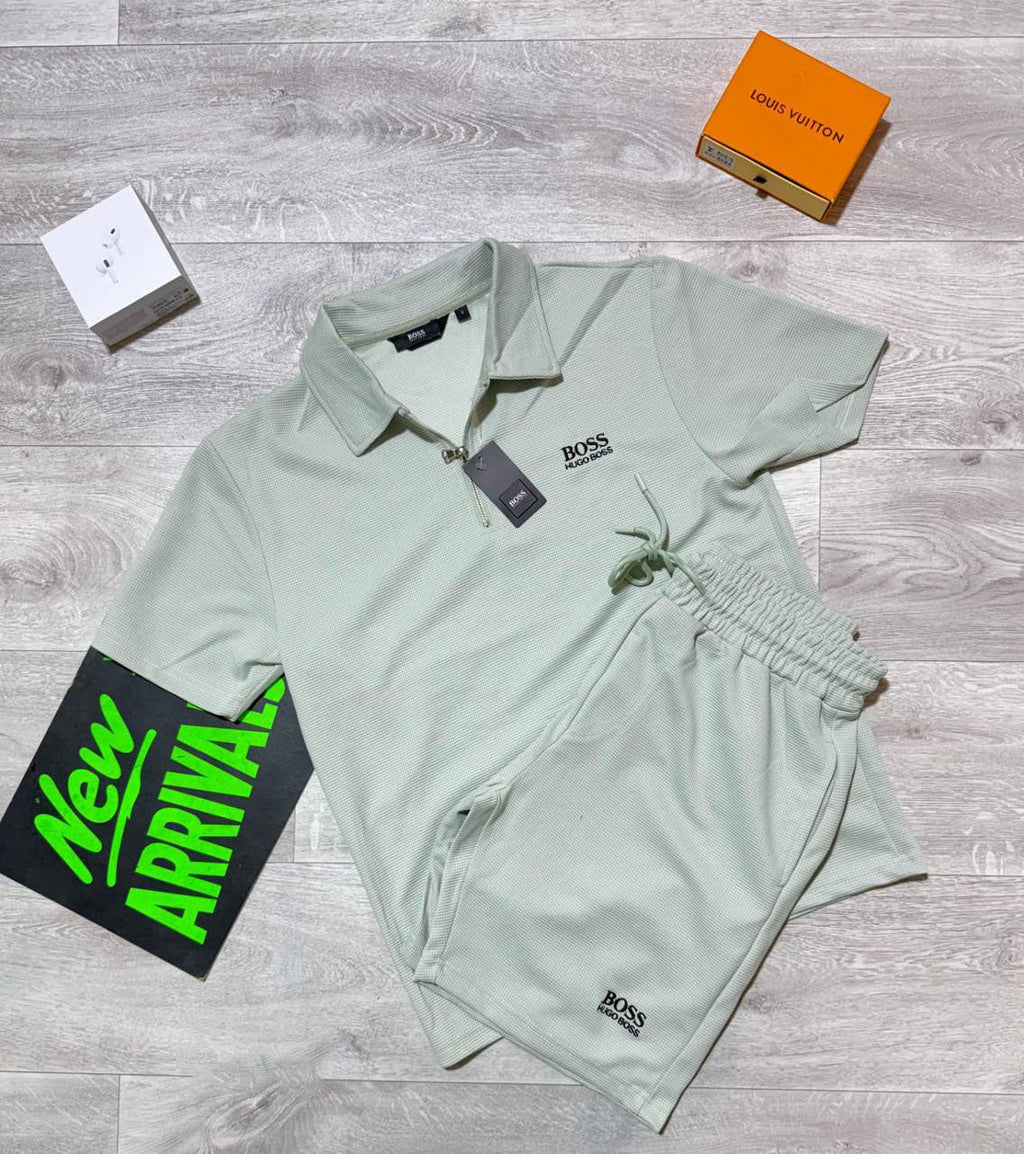 Hugo Boss Men's Quarter-Zip Polo Shirts & Shorts in Multiple Colors UK Reps AAA Quality