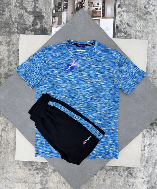 Berghaus Men's Tech Sportswear Co-ord Electric Blue T-Shirt & Shorts Set UK Reps AAA Quality