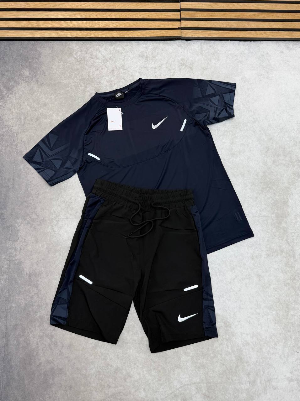 Nike Activewear Navy & Black T-Shirt & Shorts Set Men's UK Reps AAA Quality