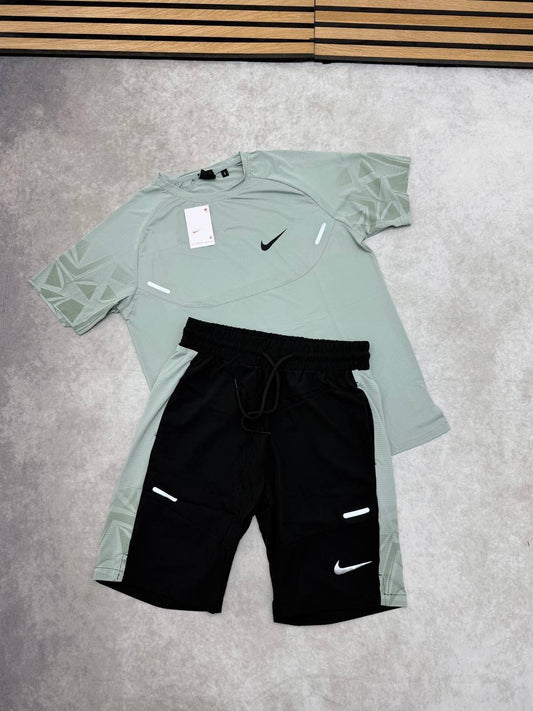 Nike Activewear Mint Green & Black T-Shirt & Shorts Set Men's UK Reps AAA Quality