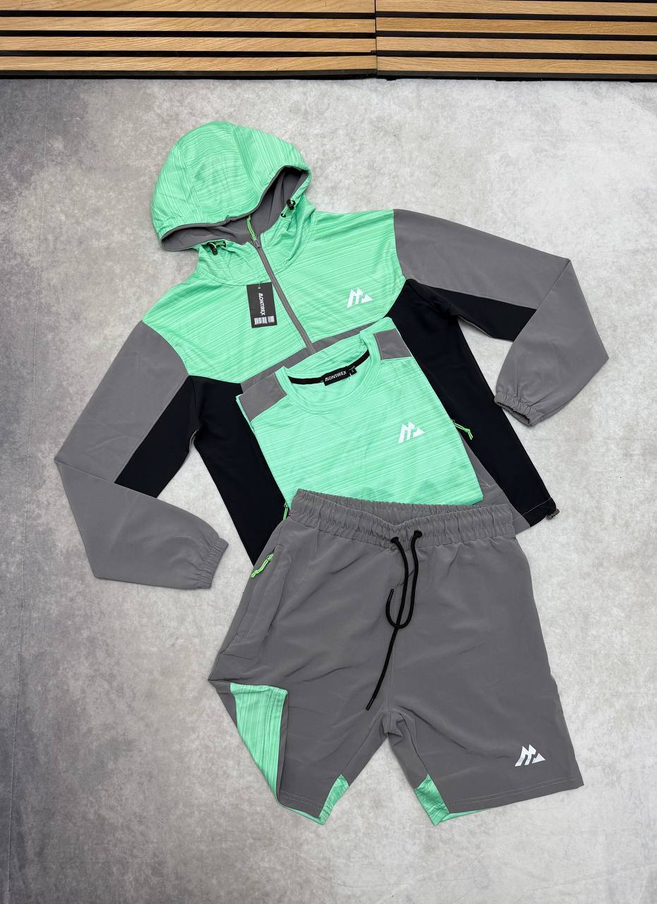 Montirex Men's 3-Piece Trail Tracksuit Set Mint Green & Slate Grey Mens UK Reps AAA Quality