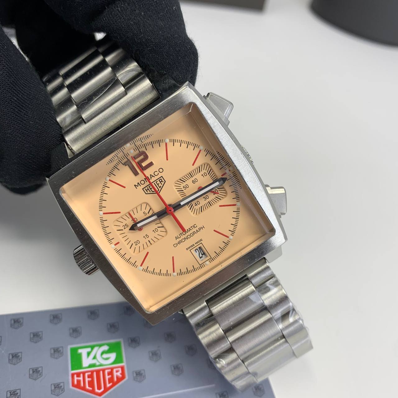 Tag Heuer Monaco Beige Dial Silver Bracelet Mens Watches UK Reps AAA Quality