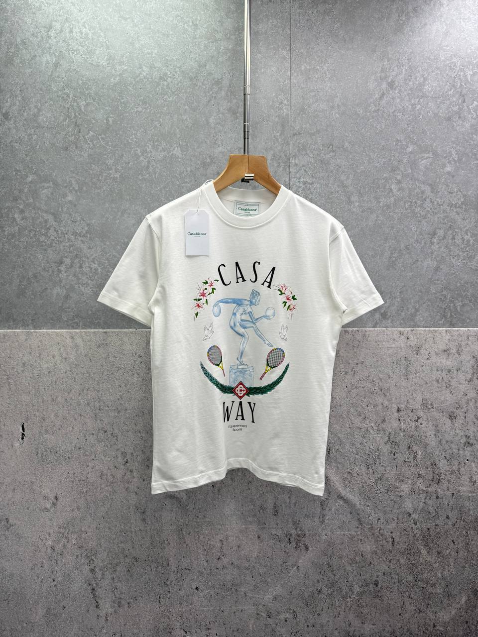 Casablanca Statue En Marbre Print Cotton Mens T-Shirts in 2 Colors UK Reps AAA Quality