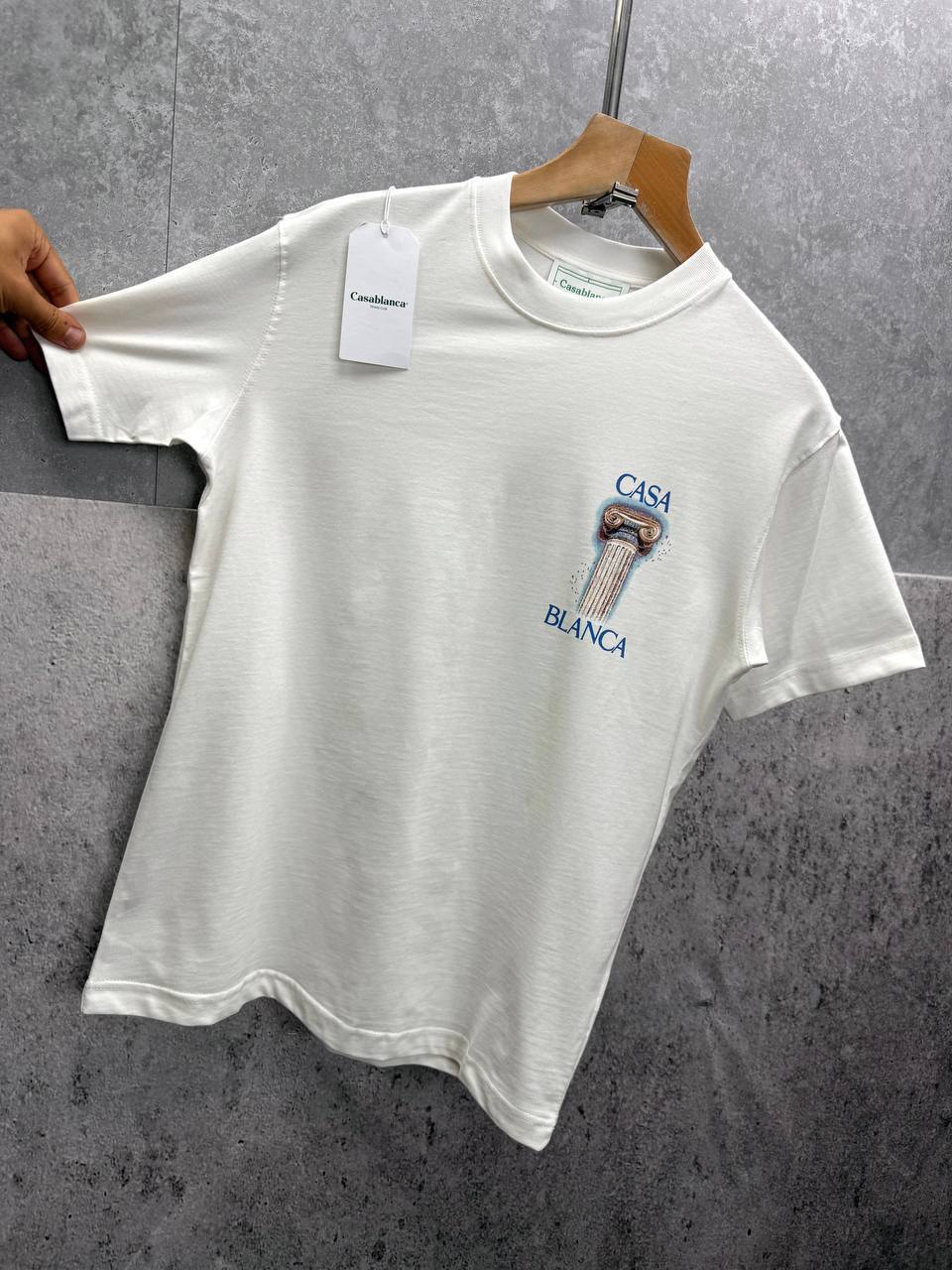 Casablanca La Colonne Cotton Mens T-Shirts in 2 Colors UK Reps AAA Quality