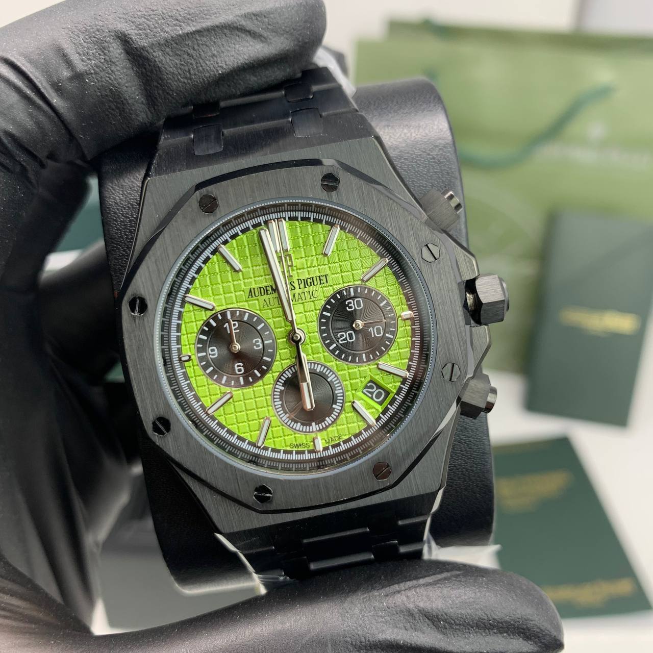 Audemars Piguet Royal Oak Green Dial Black Watch Mens Watch Best Sale UK Reps