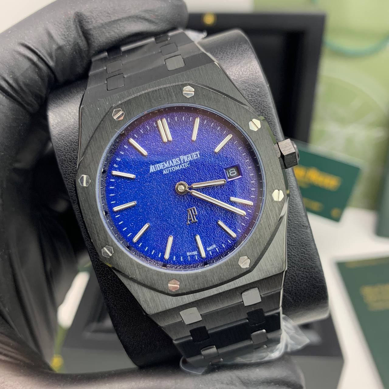 Audemars Piguet Royal Oak Blue Dial Black Watch Mens Watch Best Sale UK Reps