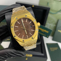 Audemars Piguet Royal Oak Dark Brown Dial Golden Watch Mens Watch Best Sale UK Reps