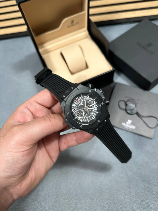 Hublot Big Bang Automatic Silicone Rubber Mens Watch Strap in Black Color UK Reps AAA Quality