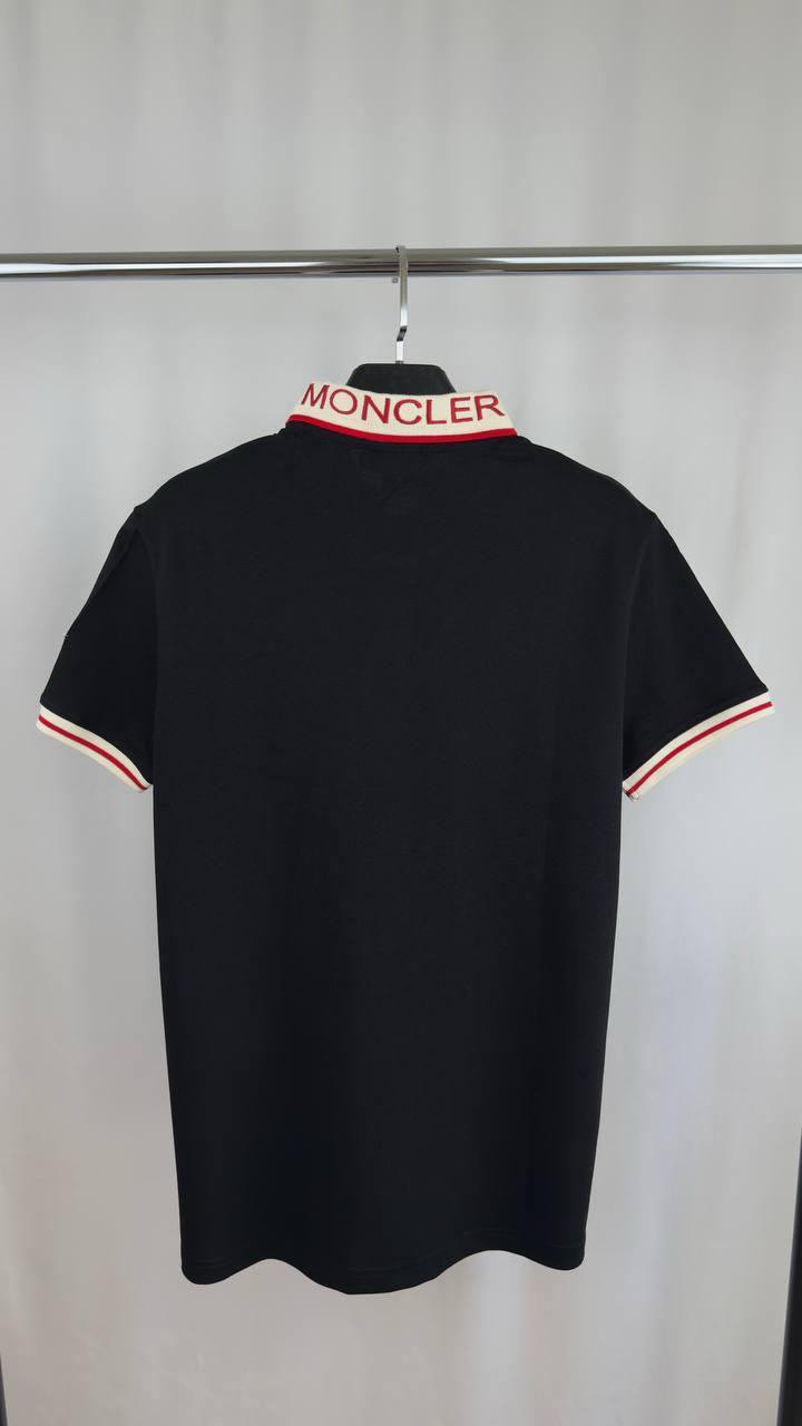 Moncler Tricolour-Trimmed Polo Shirts Mens in 2 Colors UK Reps AAA Quality