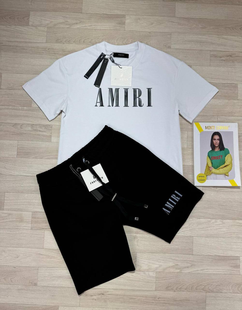 Amiri Mens Logo T-Shirt & Shorts Set UK Reps AAA Quality