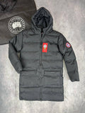 Canada Goose Hooded Down Parka Long Coats Mens in Black Color UK Reps AAA Quality