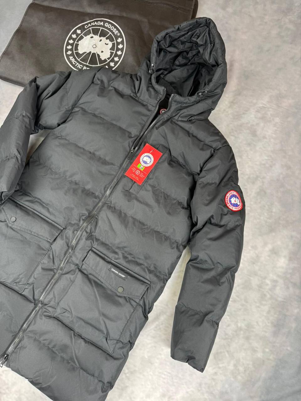 Canada Goose Hooded Down Parka Long Coats Mens in Black Color UK Reps AAA Quality