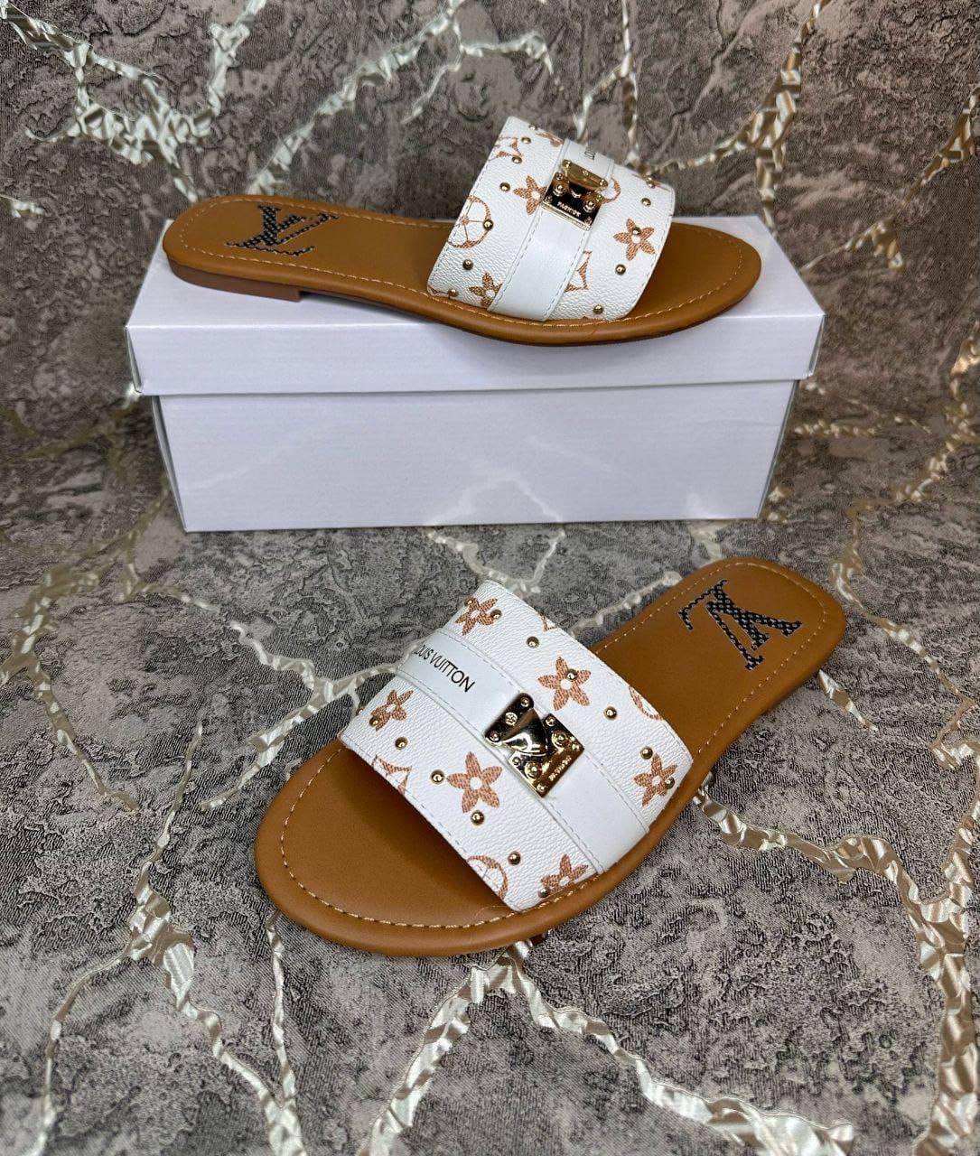 Louis Vuitton Lock It Women's Sliders in White Color UK Reps AAA Quality