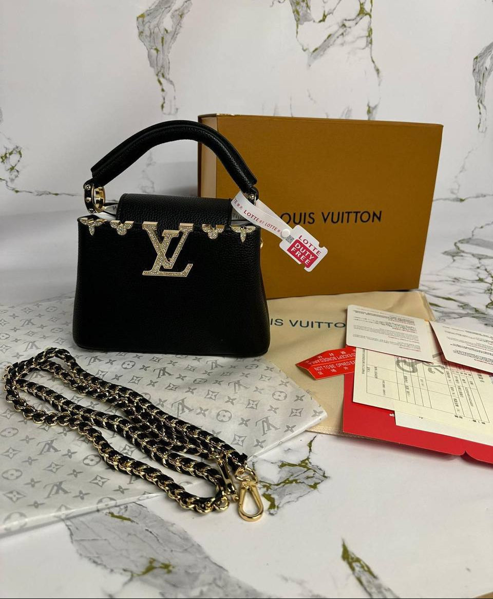 Louis Vuitton Leather Bags Womens Black UK Reps AAA Quality