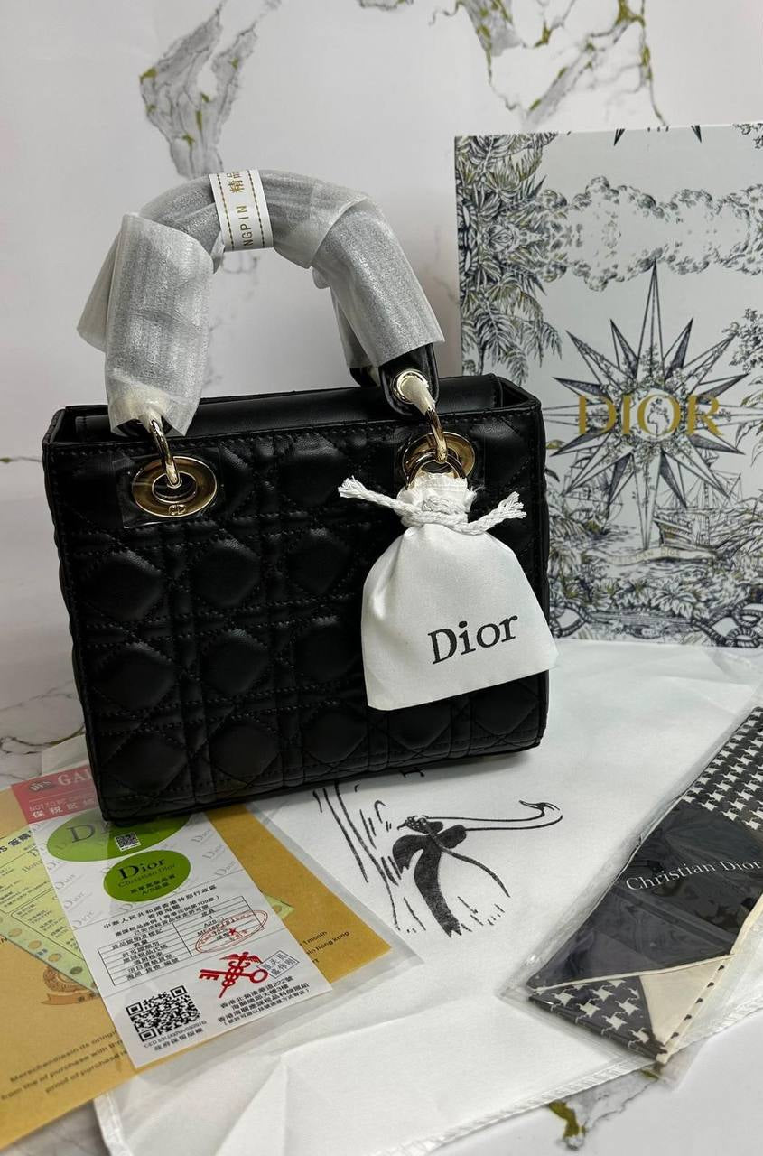 Dior Lambskin with Champagne Gold Hardware Bags Womens Black UK Reps AAA Quality