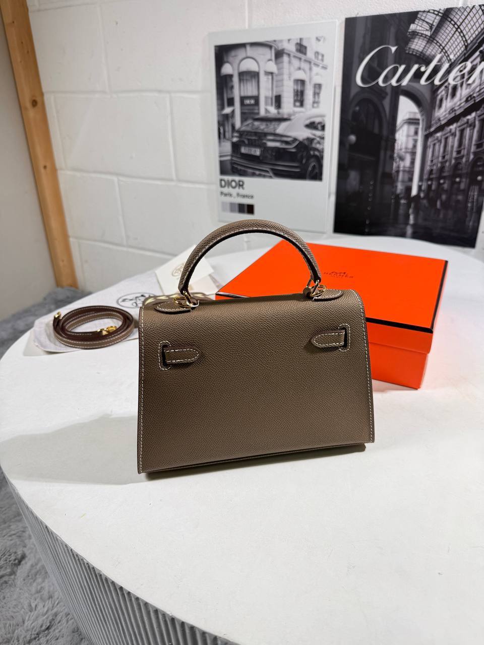 Hermes Kelly Epsom Étoupe Sellier Gold Hardware Womens Bag UK Reps AAA Quality