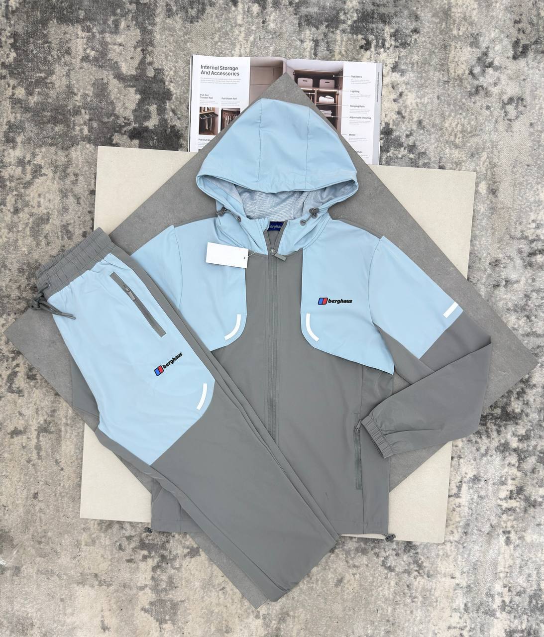 Berghaus Hooded Tracksuits Mens in Light Grey Color UK Reps AAA Quality