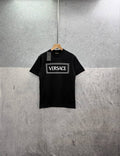 Versace Block Text Logo Embroidered Mens T-Shirts in 2 Colors UK Reps AAA Quality