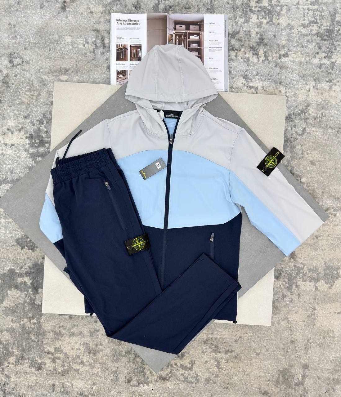 Stone Island Streetwear Styling Tracksuits Mens in Blue/Grey UK Reps AAA Quality