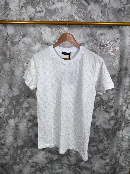 Louis Vuitton Monogram Fil Coupe T-Shirts Mens in White Color UK Reps AAA Quality