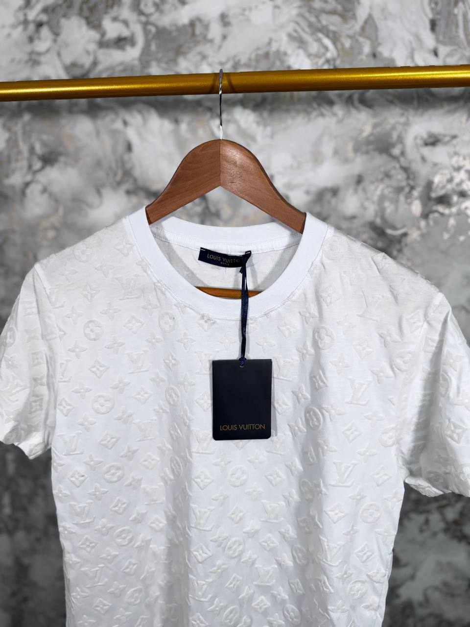 Louis Vuitton Monogram Fil Coupe T-Shirts Mens in White Color UK Reps AAA Quality
