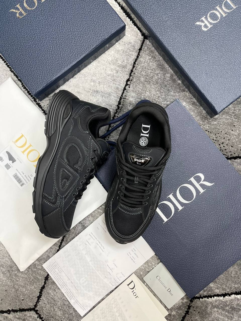 Christian Dior B30 X Stone Island Black Mens Sneakers Best Sale UK Reps AAA Quality