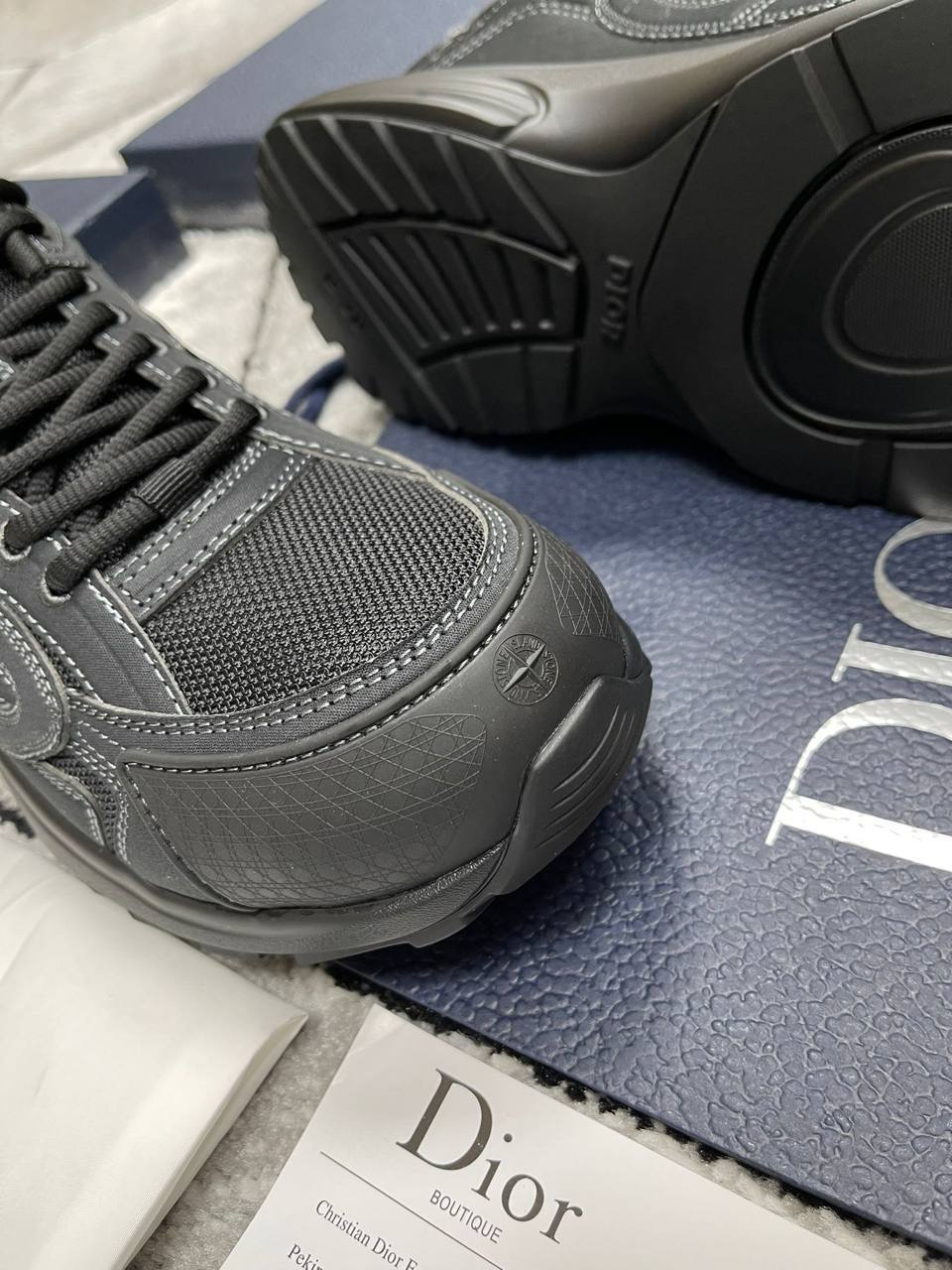 Christian Dior B30 X Stone Island Black Mens Sneakers Best Sale UK Reps AAA Quality