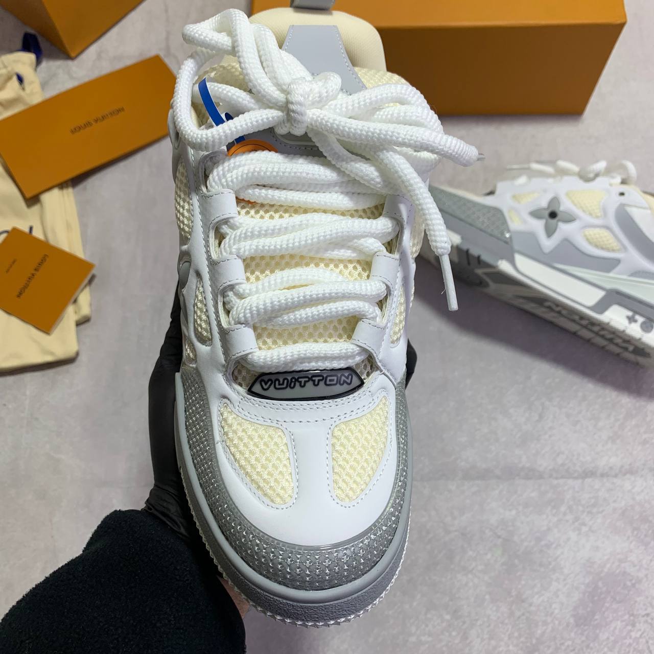 Louis Vuitton LV Skate Sneakers "Grey/White" Mens Best Sale UK Reps AAA Quality