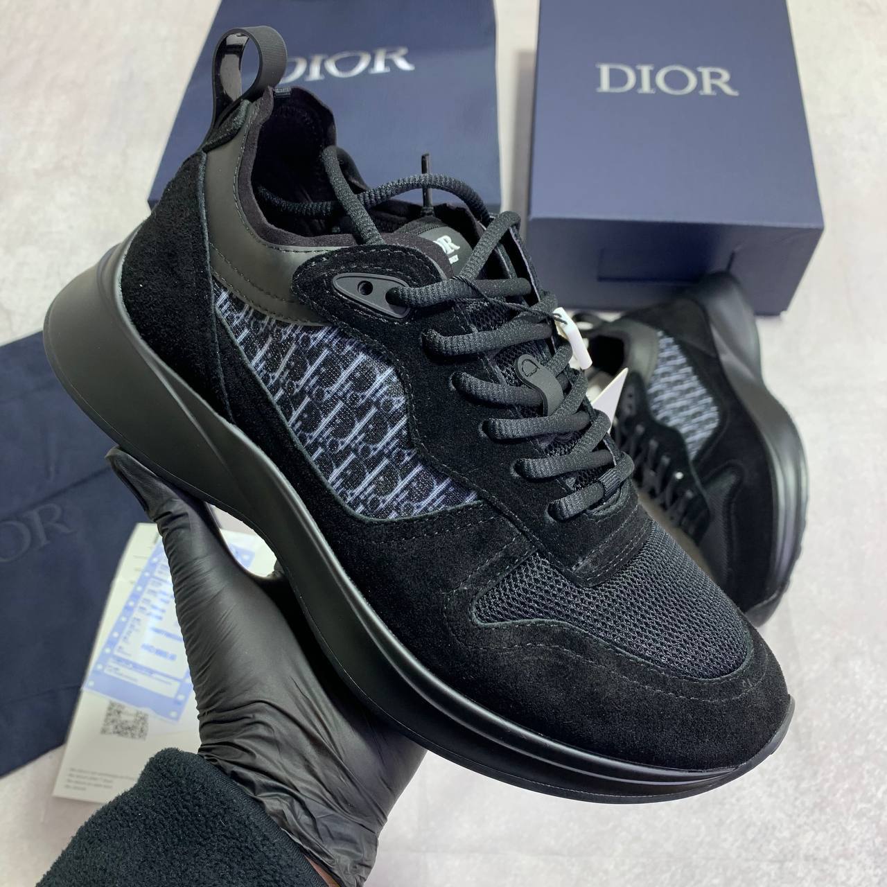 Christian Dior B25 Runner Black Oblique Suede Herren Mens Sneakers Best Sale UK Reps AAA Quality