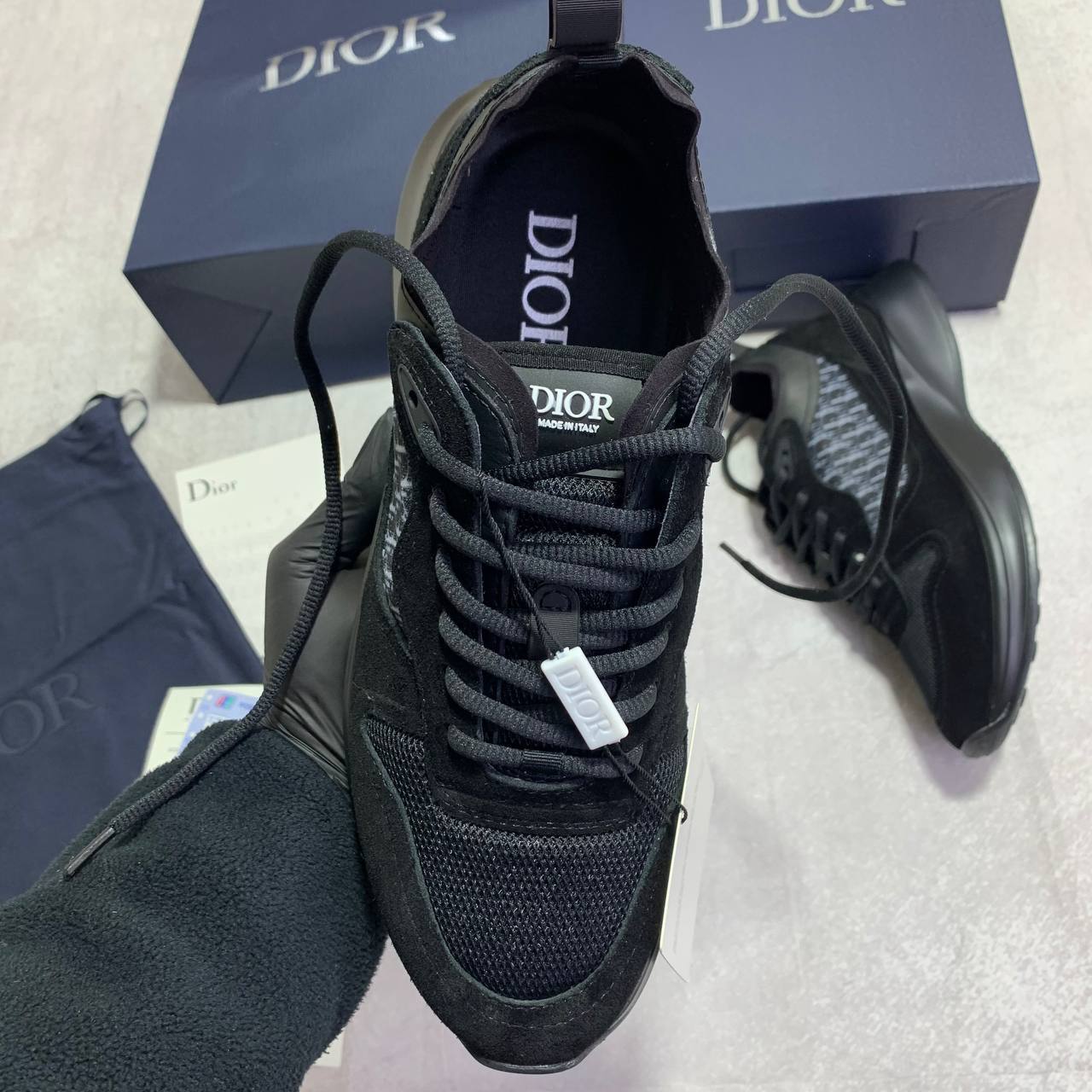 Christian Dior B25 Runner Black Oblique Suede Herren Mens Sneakers Best Sale UK Reps AAA Quality