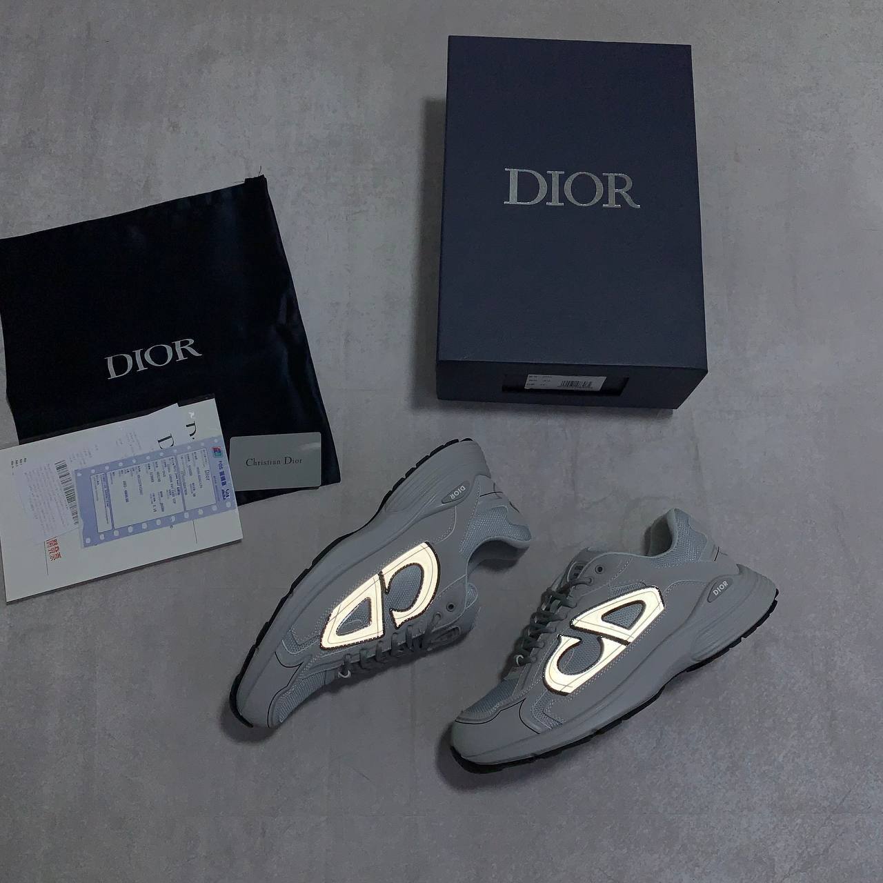 DIOR B30 Countdown Trainers Mens Grey Technical Fabric UK Reps AAA Quality