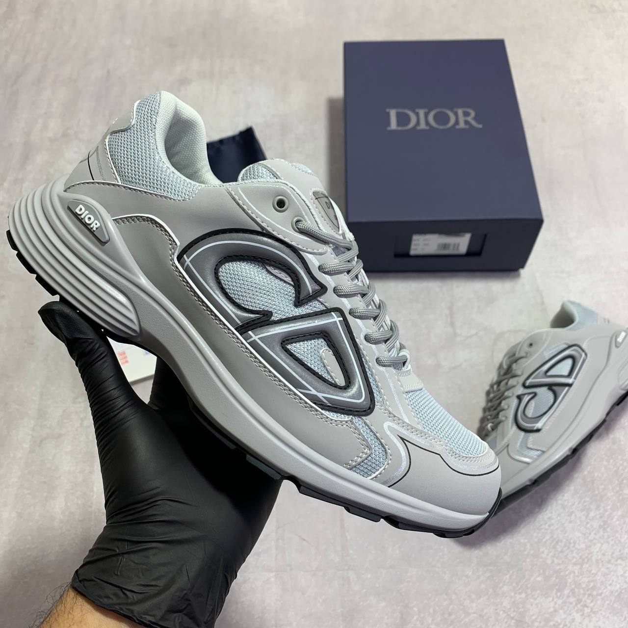 Dior B30 Countdown Trainers Mens Light Grey Technical Fabric UK Reps AAA Quality