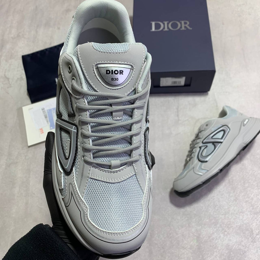 Dior B30 Countdown Trainers Mens Light Grey Technical Fabric UK Reps AAA Quality