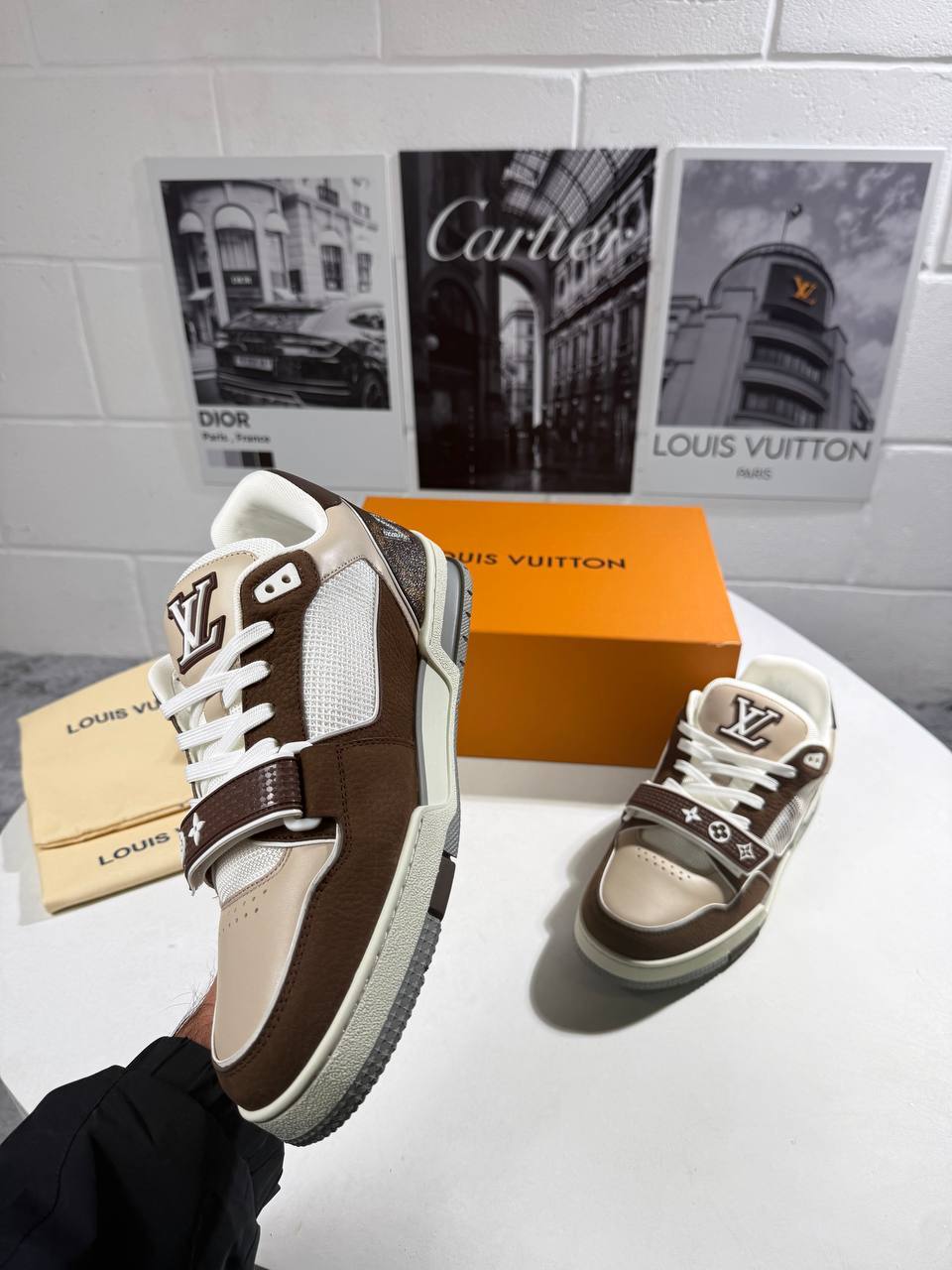 Louis Vuitton LV Trainers Beige Brown Men's Best Sale UK Reps AAA Quality