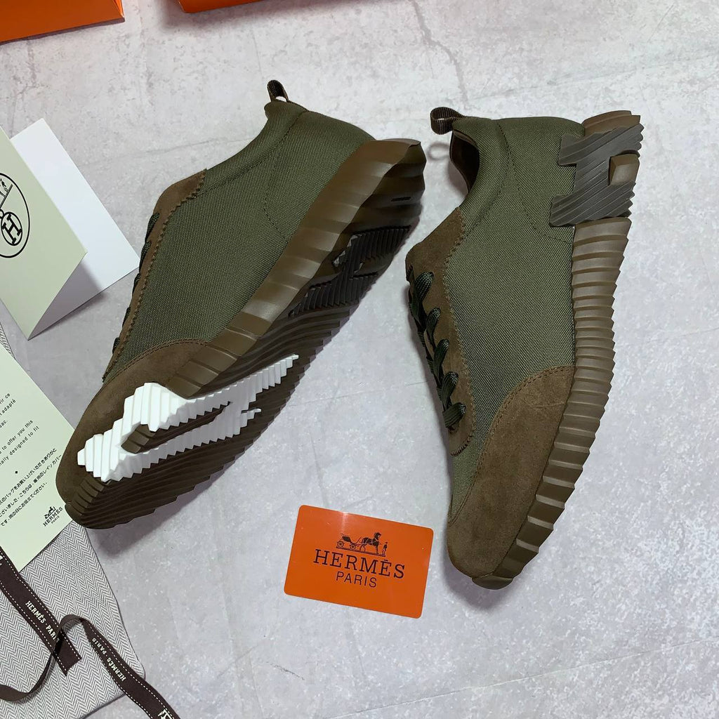 Hermes Green Bouncing Sneakers Men's Best Sale UK Reps AAA Quality