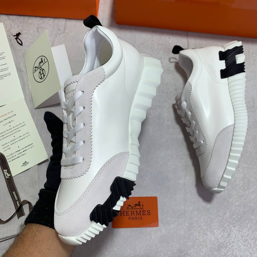 Hermes White Bouncing Sneakers Men's Best Sale UK Reps AAA Quality
