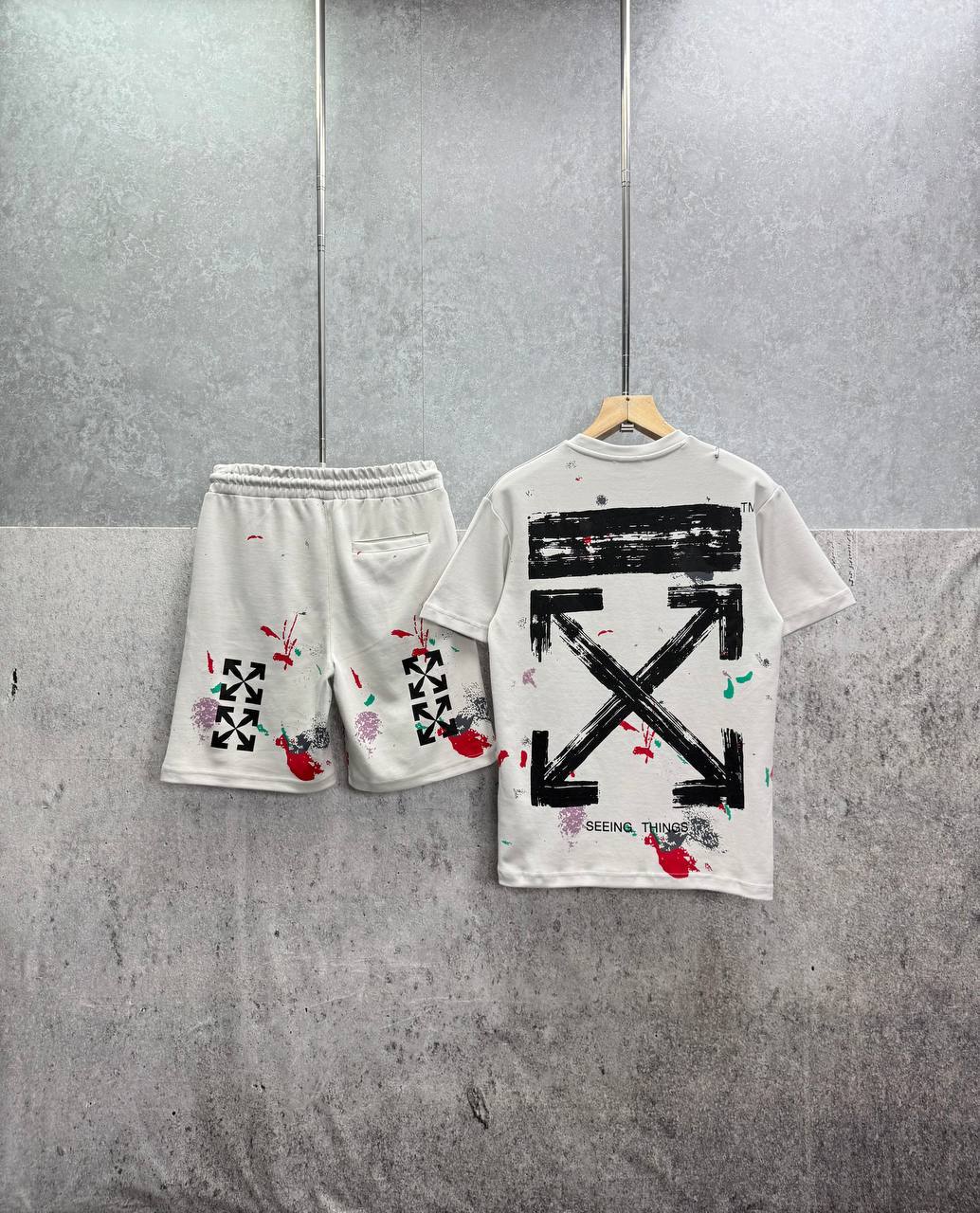 Off-White Ink Arrow Slim Logo T-Shirts & Shorts Sets Mens in Multiple Colors UK Reps AAA Quality