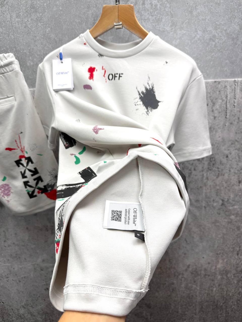 Off-White Ink Arrow Slim Logo T-Shirts & Shorts Sets Mens in Multiple Colors UK Reps AAA Quality