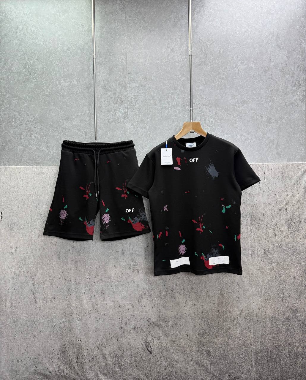 Off-White Ink Arrow Slim Logo T-Shirts & Shorts Sets Mens in Multiple Colors UK Reps AAA Quality