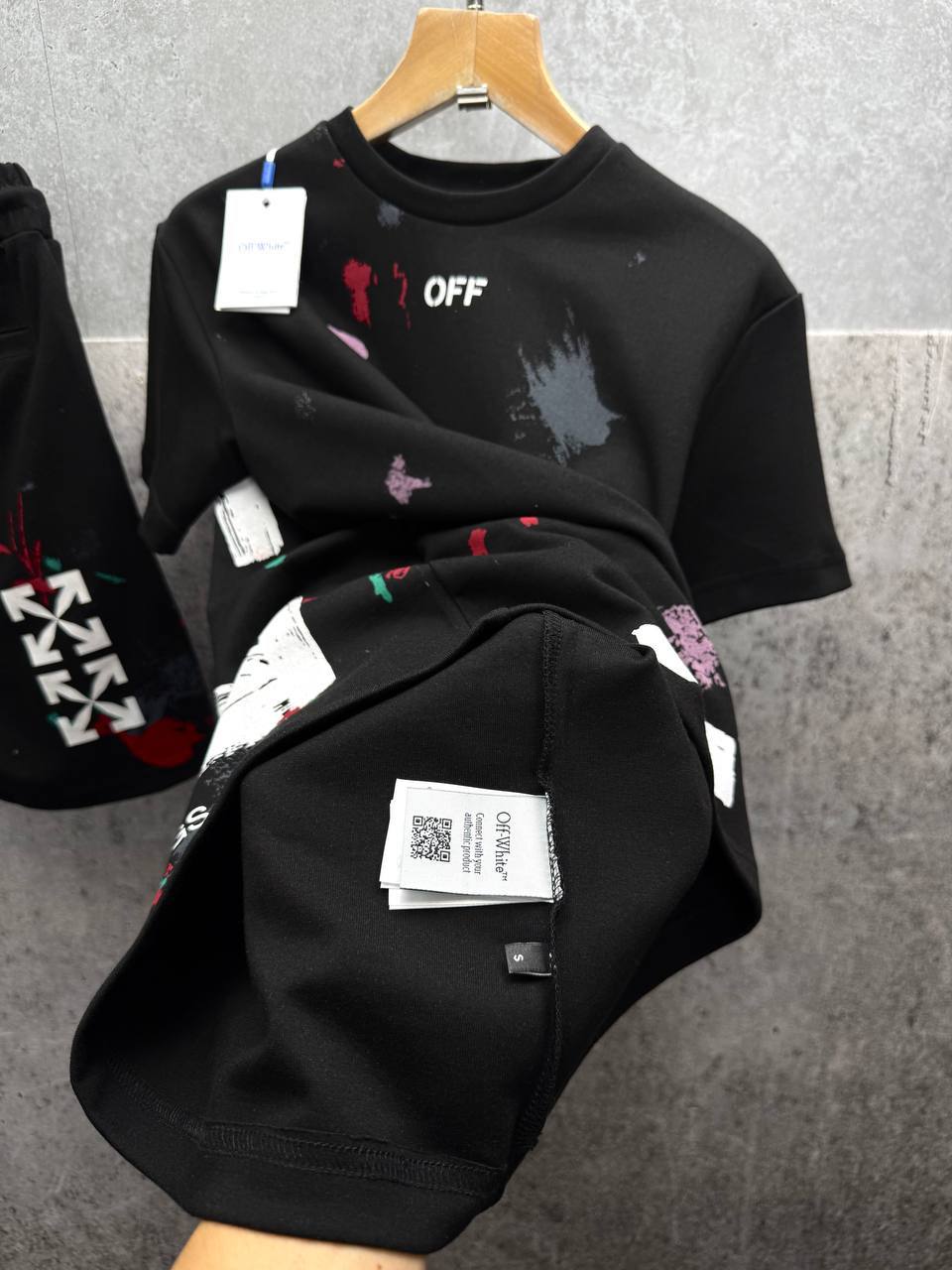 Off-White Ink Arrow Slim Logo T-Shirts & Shorts Sets Mens in Multiple Colors UK Reps AAA Quality