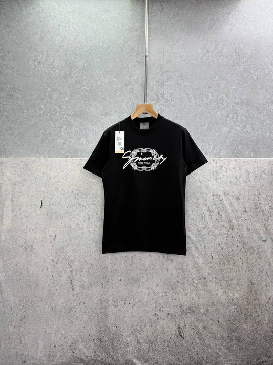 Givenchy Signature-Embroidered Logo Short Sleeve Mens T-Shirts in 2 Colors UK Reps AAA Quality
