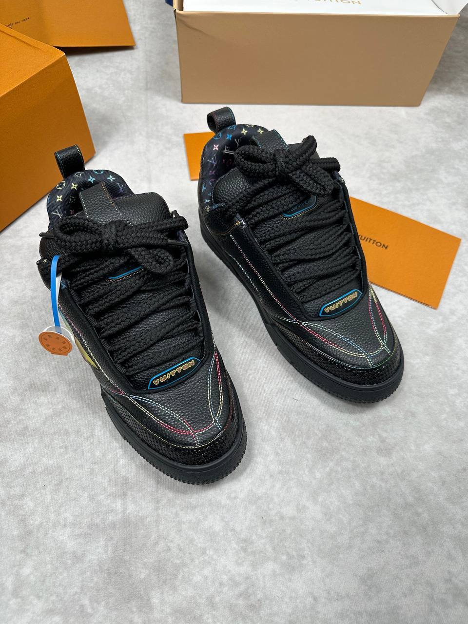 Louis Vuitton Skate Monogram Flowers Black Sneakers Mens Best Sale UK Reps AAA Quality