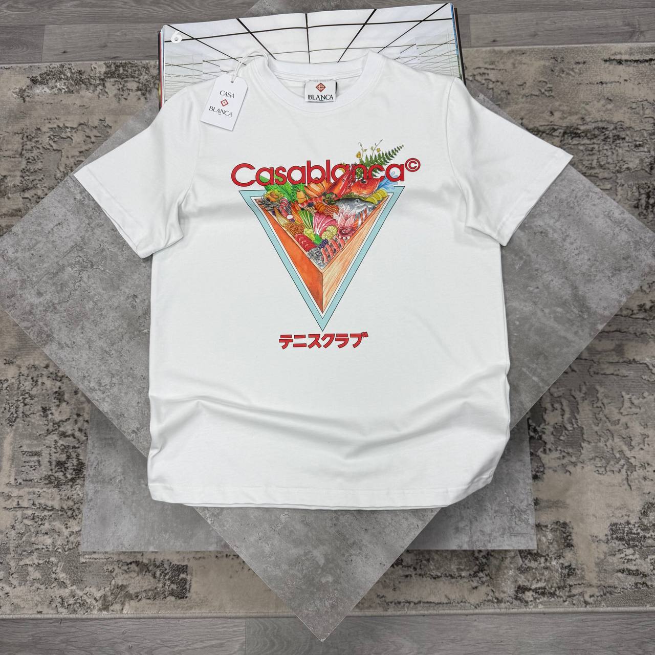 Casablanca Tennis Club Triangle-Print Graphic Mens T-Shirts in 2 Colors Best Sale UK Reps AAA Quality